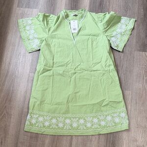 Crown & Ivy Light Green Mini Dress with White Embroidery